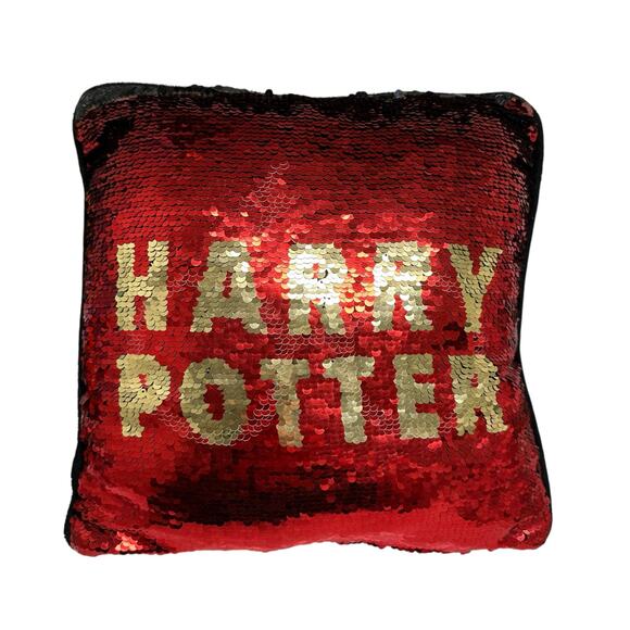 Harry Potter Warner Bros Flip Sequins Reversible Small Pillow 12x12, Black Red - Picture 7 of 11